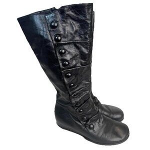 Miz Mooz Bloom Boots Women Size 10 Black Knee Button Witchy Whimsygoth Victorian